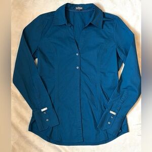 Express Women’s Teal Essential Stretch Shirt